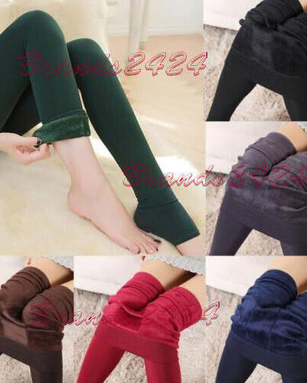 NEW WOMEN LADIES THICK WARM WINTER THERMAL FLEECE LINING LEGGINGS UK SIZE 08-18