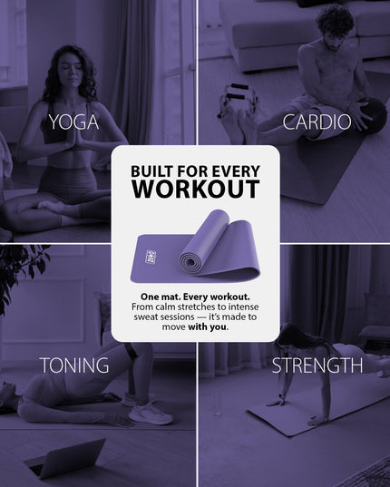 YOGA MAT 10MM THICK EXERCISE MAT GYM WORKOUT FITNESS PILATES HOME NON SLIP NBR