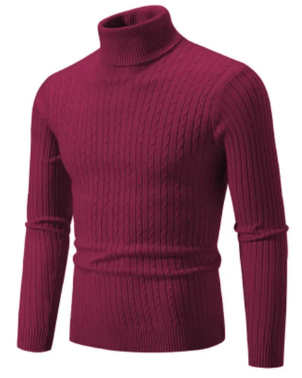 New Men'S High Neck Sweater Solid Color Pullover Knitted Warm Casual Turtleneck Sweatwear Woolen Mens Winter Outdoor Tops
