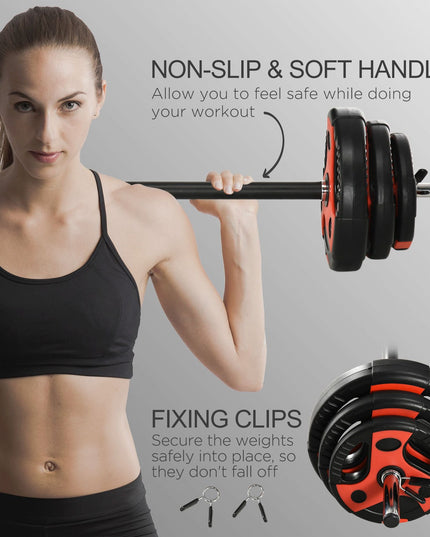 20Kg Adjustable Barbell Set, Body Pump Bar and Weights Set for Home Gym