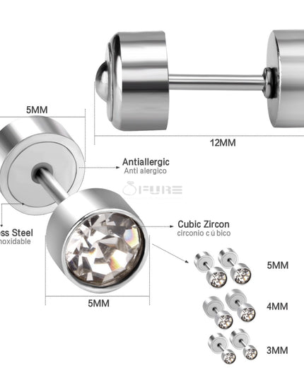 Attractive Small Tiny round 3MM CZ Crystal Silver Ear Studs Earrings Jewellery