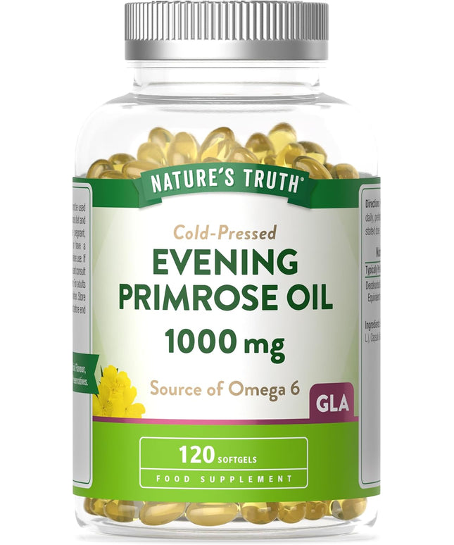 Evening Primrose Oil 1000Mg | 120 Softgel Capsules | High Strength Omega 6 and GLA | Cold-Pressed | Natures Truth