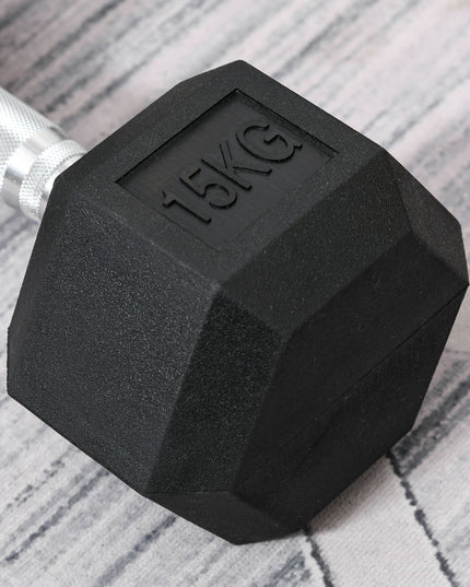 Single Rubber Hex Dumbbell Encased Ergo Weights Home Exercise Gym Fitness