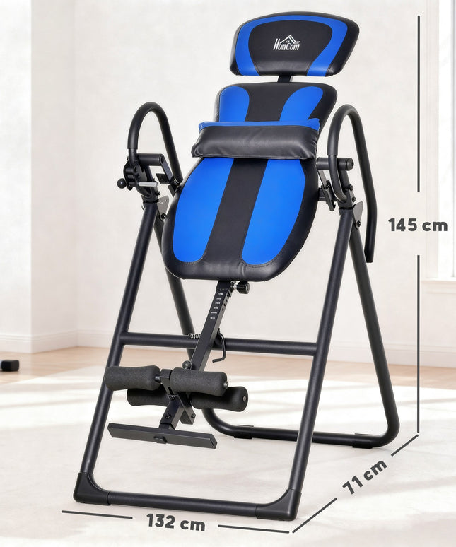 Foldable Gravity Inversion Table, Fitness Bench W/ Soft Ankle Cushions for Home