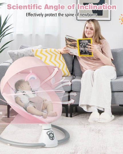 Baby Bouncer with 5 Swing Speeds and Built-In 17 Music for Newborn