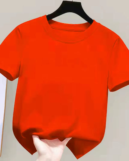 180Gsm Fabric 100% Cotton Children Boy Girl T Shirt 2024 New Summer Women Short Sleeve T-Shirt Cute Style White Solid Color Tops