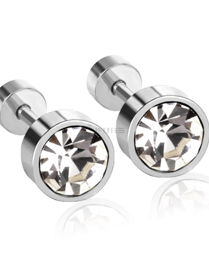 Attractive Small Tiny round 3MM CZ Crystal Silver Ear Studs Earrings Jewellery