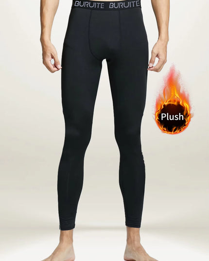 Warm Pants for Men with Plush and Thickened Autumn and Winter High Elasticity, Tight Fitting Sports Bottoms and Slim Fitting Pan