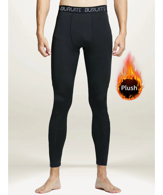 Warm Pants for Men with Plush and Thickened Autumn and Winter High Elasticity, Tight Fitting Sports Bottoms and Slim Fitting Pan