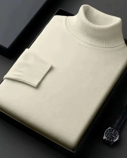 Sweatwear Mens Anti-Pilling High Quality Knitted Turtleneck Sweater Slim Fit Long Sleeve Pullover Solid Color Trend Men Clothing