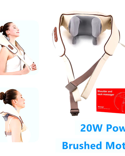 Foreverlily 26W Brushless Motor Neck and Shoulder Massager Wireless Shoulder and Back Kneading Massage Shawl Neck Masajeador