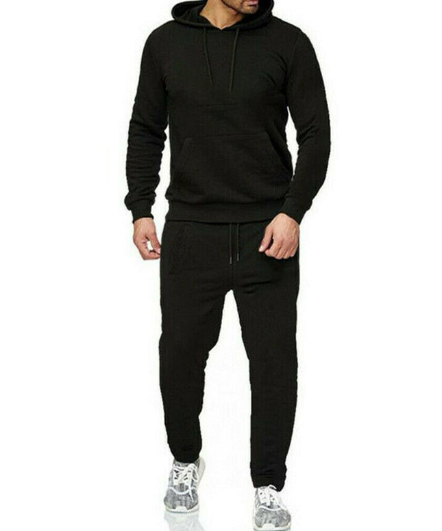 New Mens Pullover Tracksuit Hoodie Jogging Bottoms Set Stretch Sweater Jogger