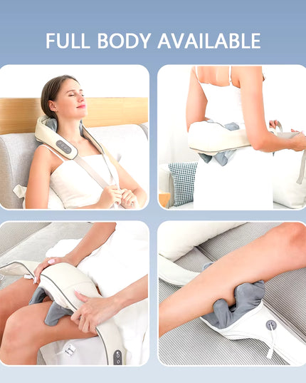Foreverlily 26W Brushless Motor Neck and Shoulder Massager Wireless Shoulder and Back Kneading Massage Shawl Neck Masajeador